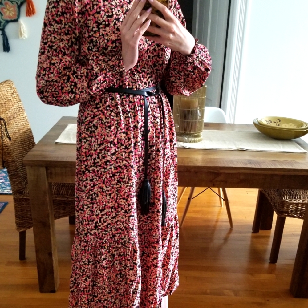 H&M Floral Print Tiered Maxi Dress, Sz M